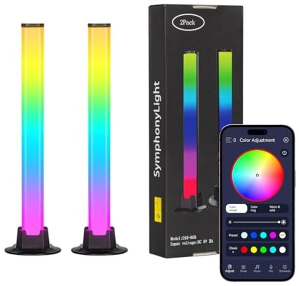 Todeco LED Lightbar, RGB Ambient Lampe mit Multi-Modi, Gaming Lampe funktioniert RGB Ambient Smart Sync mit Musik und APP Control Steuerung für Gaming, Deko, PC, TV, Raumdekoration