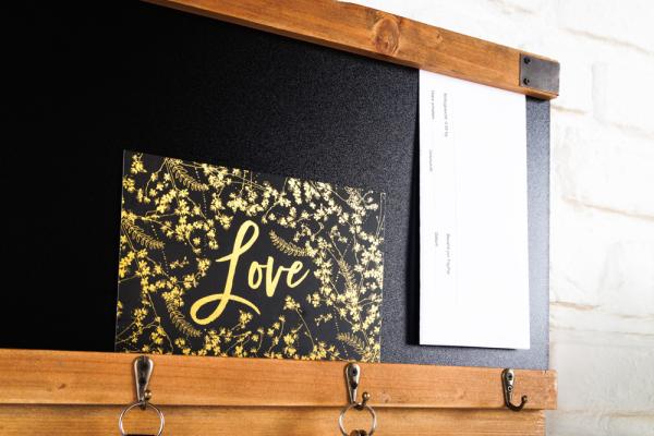 Alltagshelfer Wandboard MURAL 80cm Pinie Kreidetafel Haken Schlüsselbrett Bild 7