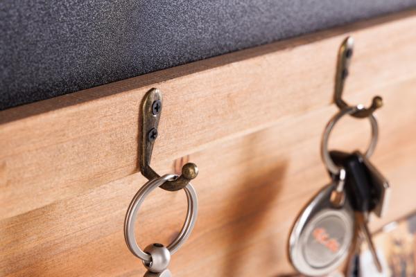 Alltagshelfer Wandboard MURAL 80cm Pinie Kreidetafel Haken Schlüsselbrett Bild 6