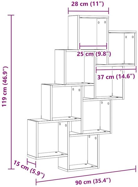 vidaXL Wandregal Schwarz Eichen-Optik 90 x 15 x 119,5 cm Holzwerkstoff 862650 Bild 11