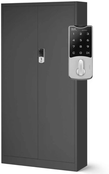 Metallschrank abschließbar DANIEL - Zahlenschloss, 5 Ebenen | Aktenschrank Büroschrank Stahl Mehrzweckschrank Werkstatt Werkzeugschrank, 185x90x40cm Anthrazit