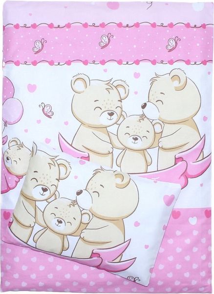Kinderwagenset Baby Bettwäsche für Kinderwagen Bezüge Decke Kissen 2-4 tlg (Rosa, 2 tlg)