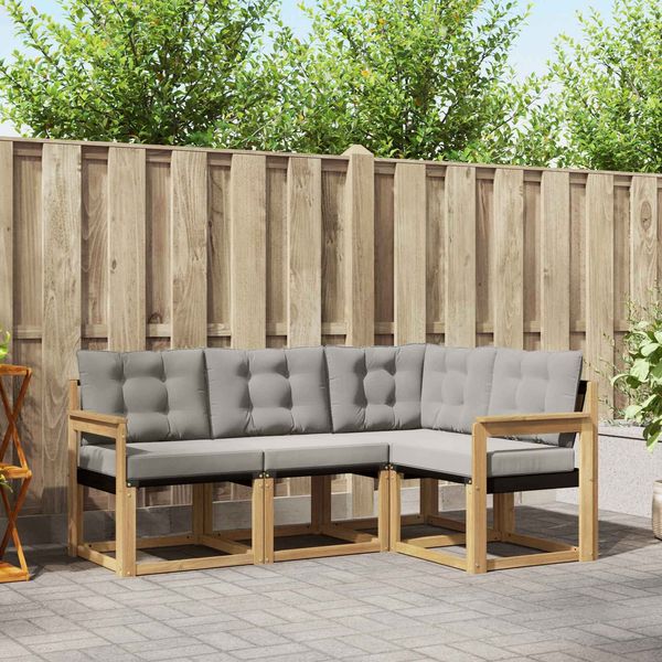 vidaXL Outdoor-Sofagarnitur mit Kissen 4 pcs Weiß und Hellgrau 3389421