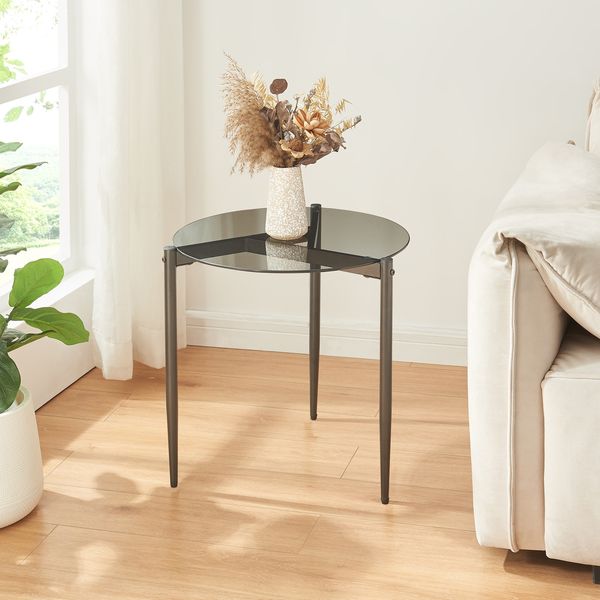 Beistelltisch Ulökantaa Ø50x50 cm Rauchglas, grau [en. casa]