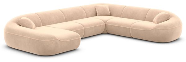 XXL Samtstoff Wohnlandschaft Solmare - Samtstoff - beige - Links