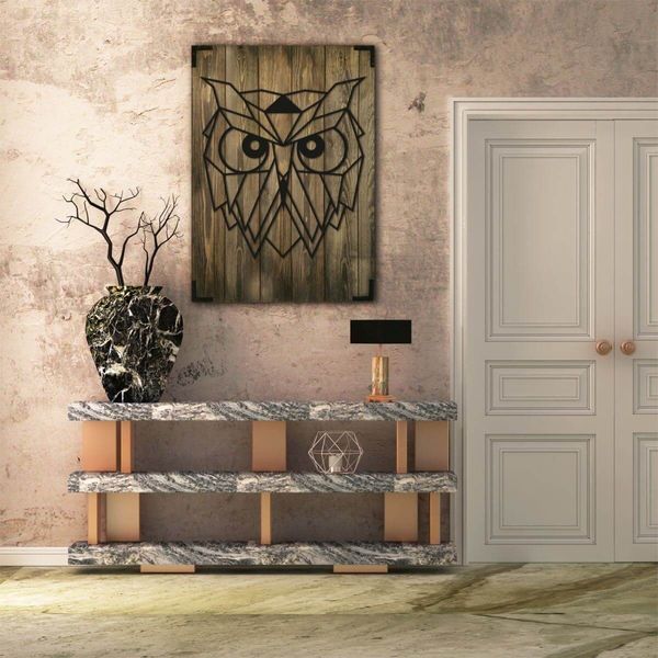 Wandbild Holz Eule Wanddekoration