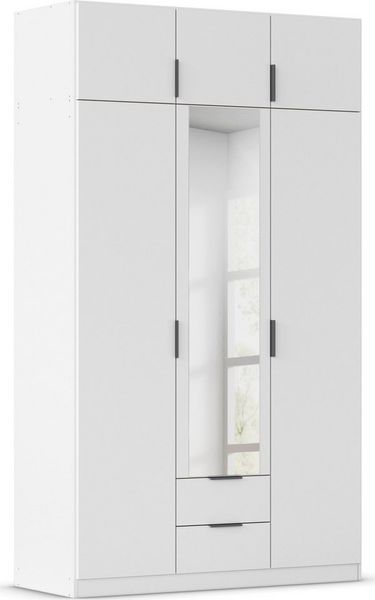 Rauch Möbel Lagoa, Kleiderschrank, Garderobe für Schlafzimmer, Kinderzimmer, Jugendzimmer 6-türig, mit Spiegel, 2 Schubladen, Farbe Weiß, Breite 136