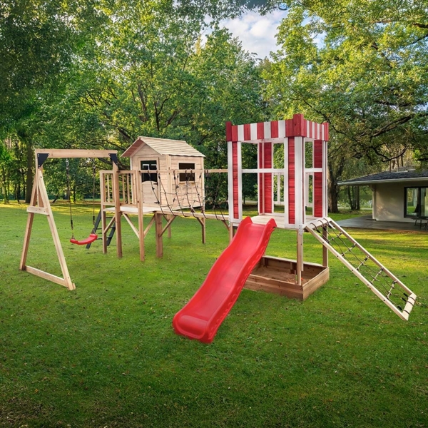HOME DELUXE Spielpark inkl. Schaukel und Rutsche WUNDERLAND Natur- 555 x 340 cm