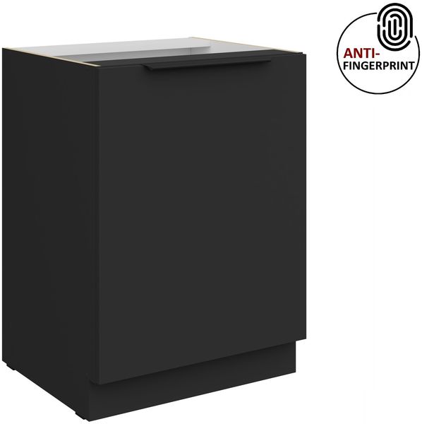 Küchen Unterschrank 60 cm Küche ARIA Schwarz ultra matt + Schwarz matt, hochwertige Fronten mit Anti Fingerprint Beschichtung Küchenzeile Küchenblock