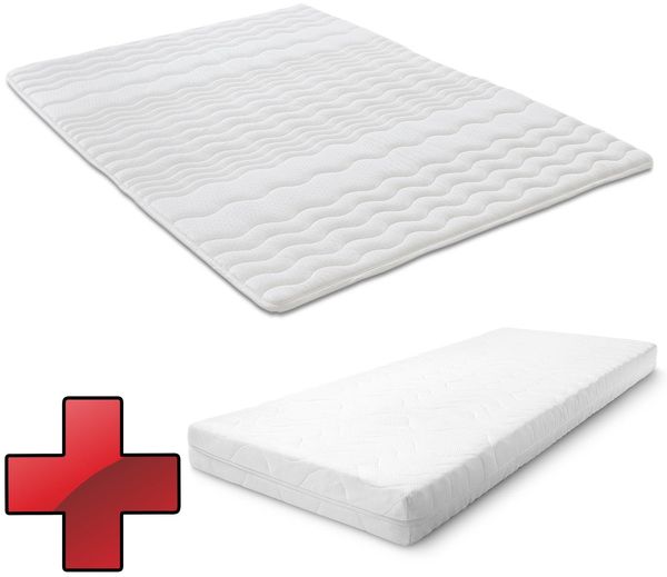 Kaltschaummatratze CloudComfort Premium 90x200 cm, Höhe 15 cm, Härtegrad H2/H3 + CloudComfort Viskoelastik Komfort-Schlaf-Kissen 40x80 cm