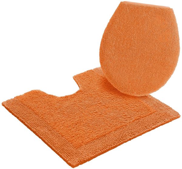 my home Badematte Kapra, Badvorleger, Badezimmer Teppich, Höhe 14 mm, beidseitig nutzbar, fußbodenheizungsgeeignet, strapazierfähig, Baumwolle, 2-tlg. Stand-WC Set, mit Bordüre, Badteppich, Badematte