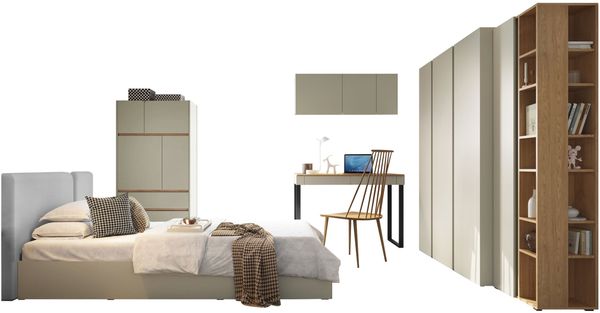 Jugendzimmer-Set Luca I (Farbe: Eucalyptus / Eiche Baltic Dune + Portland Ash, Größe: 120 x 200)