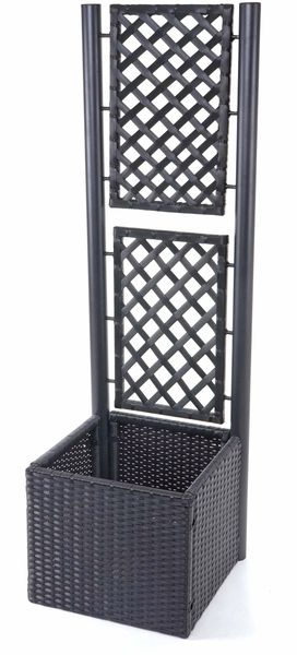 Poly-Rattan Rankgitter HWC-D76, Pflanzkasten Rankhilfe, 142x43x43cm ~ anthrazit