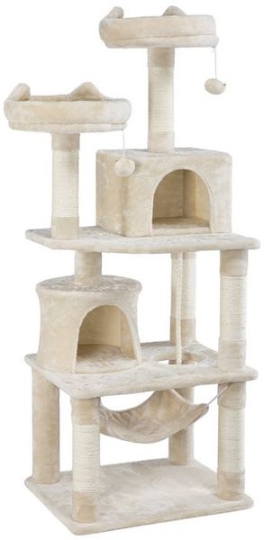 Yaheetech Kratzbaum 158/181 cm (H), Katzenbaum Kletterbaum 2 Aussichtsplattformen & 2 Höhlen & Hängematte