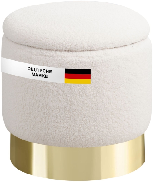Albatros Hocker mit Stauraum Nizza Sitzhocker mit Stauraum, Modernes Design, Edler Sherpa-Bezug Sitztruhe Sitzbank mit Stauraum  optimal als Fußhocker Hocker Schminktisch, Weiss