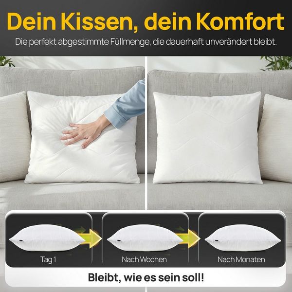 LILENO HOME Kopfkissen - gestepptes Kissen in verschiedenen Größen - Made in Germany, Füllung: 100% Polyester, Rückenschläfer, Seitenschläfer, Bauchschläfer, Spar-Set, 1er Set, Dekokissen 40x40 cm, allergikergeeignet, Bettkissen oder Kopfkissen