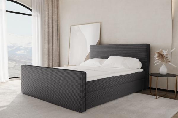 Boxspringbett Schlafzimmerbett CELES 200x220cm Stoff Poso Anthrazit