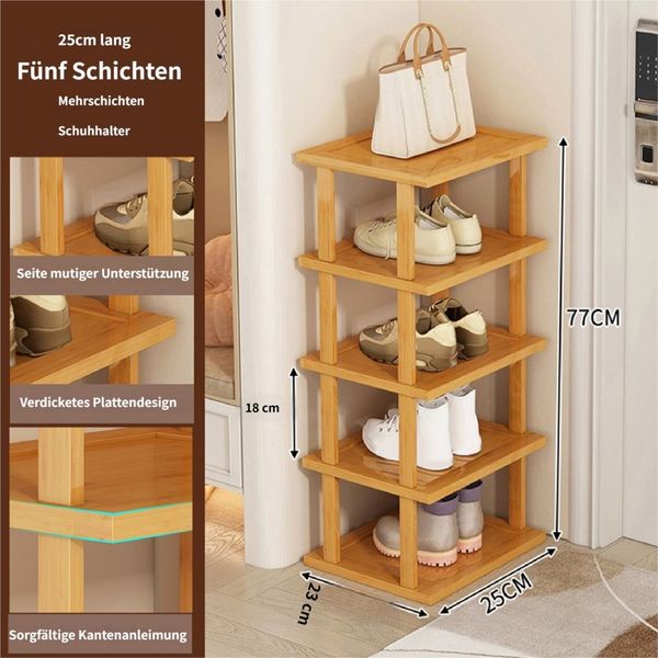Rutaqian Schuhregal Vertikales Schuhregal,5/7/8 Stöckige Schuhregal aus Holz, Freistehende Schuhhalter Schmal und Hoch für Eingang,Flur