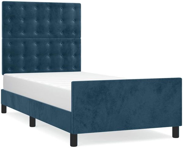 Einzelbettgestell Design für Erwachsene ohne Matratze Dunkelblau 90x200 cm Samt d4415e