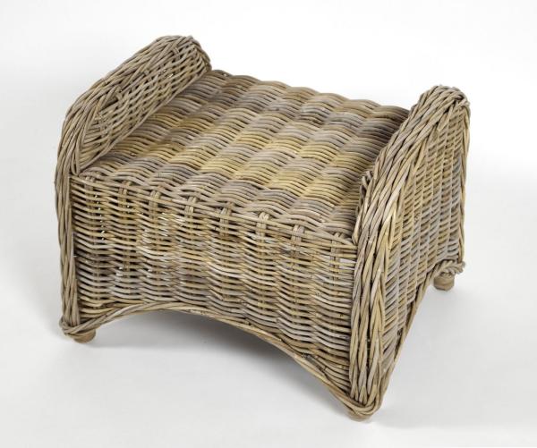 Kobolo Sitzwürfel CARDIFF Hocker Rattan grau mit Kissen H 38 cm (kubu-grey, Höhe 38cm)