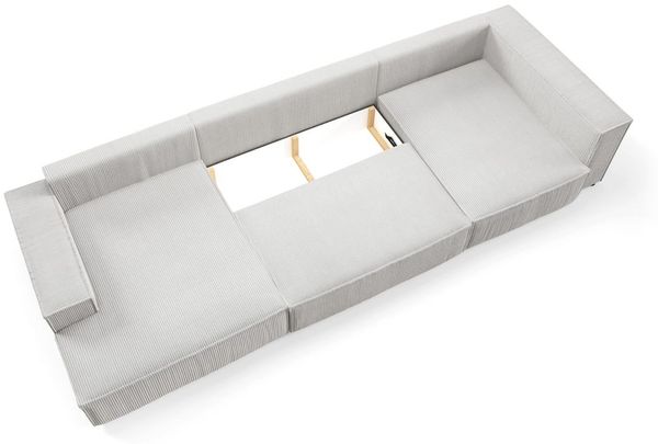Wohnlandschaft Schlafsofa CORUNIA Stoff Poso Blau Ottomane Links Bild 3