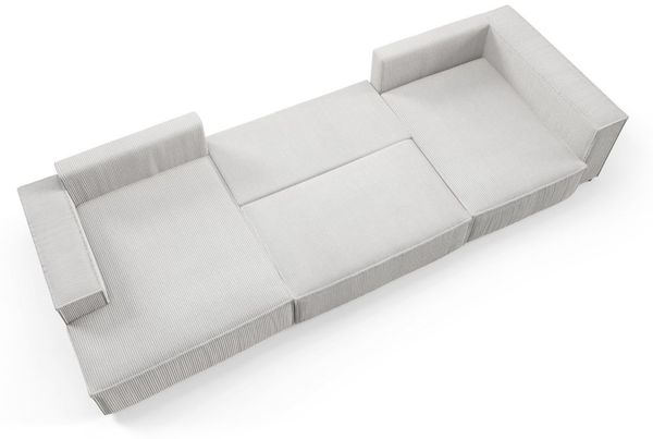 Wohnlandschaft Schlafsofa CORUNIA Stoff Poso Blau Ottomane Links Bild 2