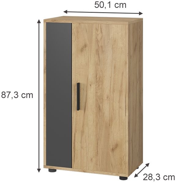 Kommode Berno Goldkraft Eiche/Anthrazit 50.1 x 87.3 cm mit 2 Fächern Vicco Bild 2
