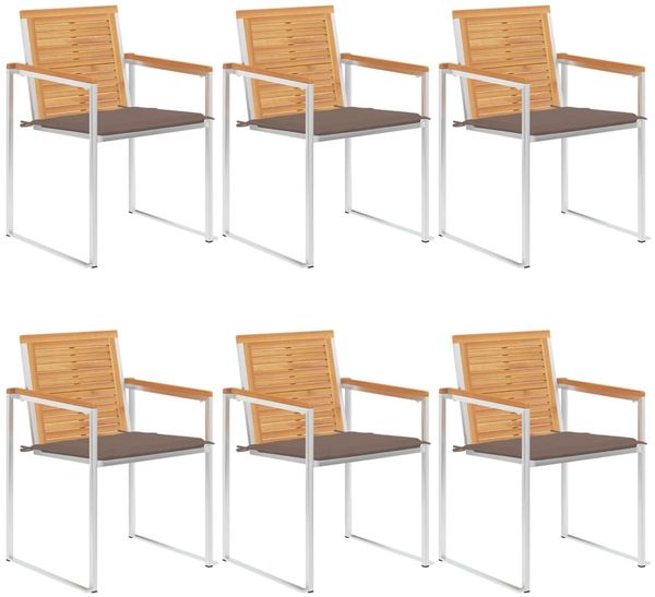 vidaXL Gartenstühle 6 Stk. mit Kissen Massivholz Teak 3078589