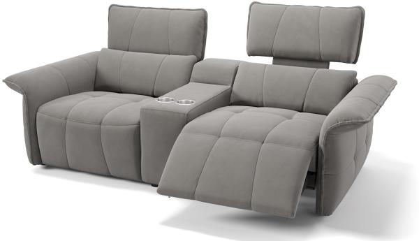 Sofanella Kinosofa ADRIA Stoffsofa Kinosessel Heimkino in Hellgrau S: 206 Breite x 101 Tiefe
