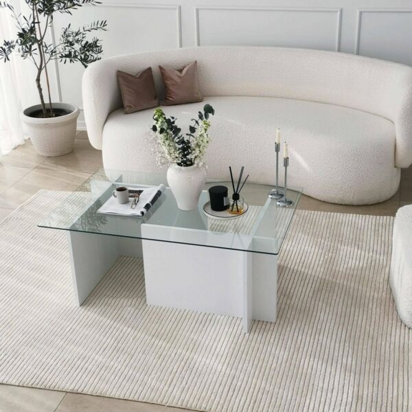 Dmora Couchtisch Asellus Weiß 105x65x40 cm, mit Zeitungsablage