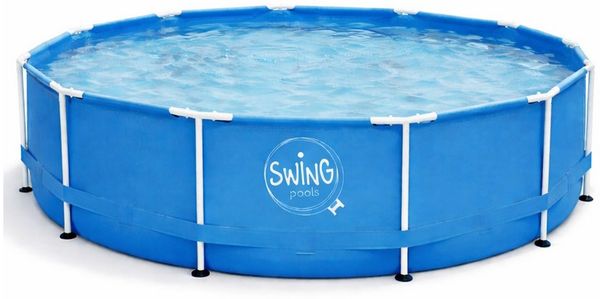 HAF Framepool Frame Pool Aufstellpool Schwimmbecken Blau rund 366x91 cm (Vollständiges Komplett Set mit Rahmen und Folie, Einfacher, schneller & unkomplizierter Aufbau), Lieferumfang OHNE Filter oder Pumpe