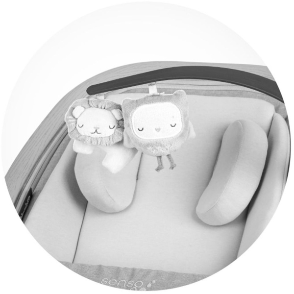 Chipolino Babywippe Senso Holzoptik Spielbogen Kopfstütze 3-Punkt-Gurt faltbar grau Bild 5