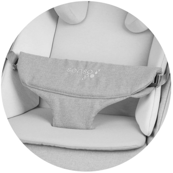 Chipolino Babywippe Senso Holzoptik Spielbogen Kopfstütze 3-Punkt-Gurt faltbar grau Bild 6