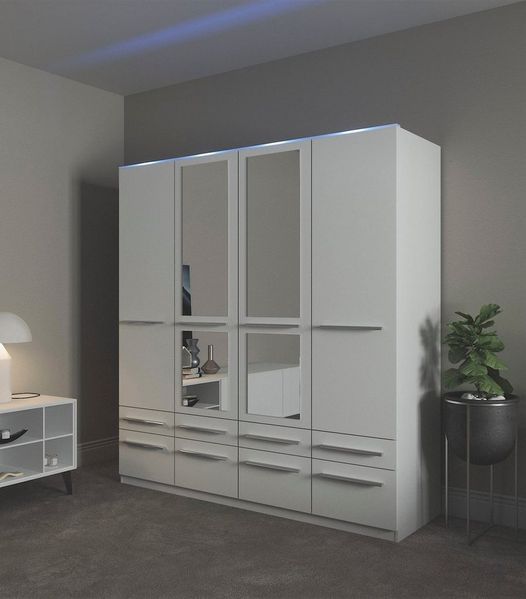 priess Kleiderschrank Schrank Garderobe Wäscheschrank Barcelona in 5 Breiten viel Stauraum, geräumige Schubkästen, mit Spiegel, MADE IN GERMANY