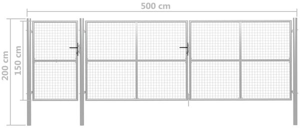vidaXL Gartentor aus Stahl 500 x 150 cm Silber 144355 Bild 5