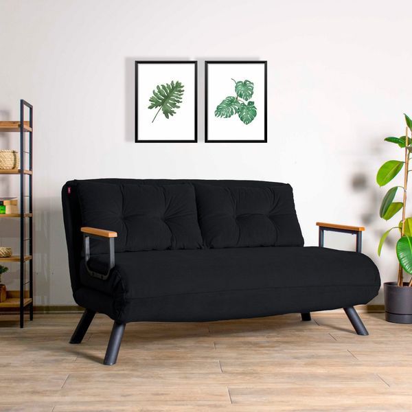 2-Sitzer-Schlafsofa, 'Sando ', 78 x 78 x 133, Schwarz