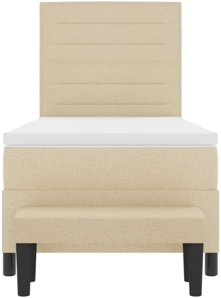 vidaXL Boxspringbett mit Matratze mit Kopfteil Creme 90x190 cm Stoff 3343958