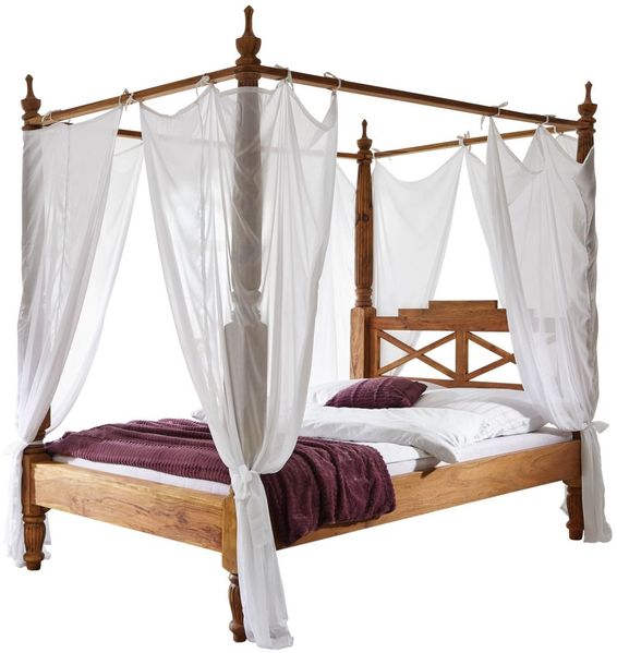 Himmelbett Sheesham 140x200x224 braun geölt NATURE BROWN #530