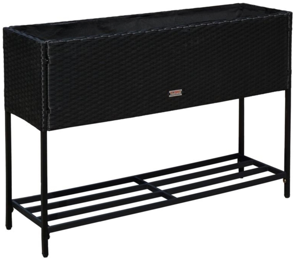 Polyrattan Hochbeet Blumenbeet 100 x 30 x 70 cm Kräuterbeet Gemüsebeet Schwarz