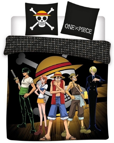 One Piece 3-teiliges Bettwäsche-Set – Decken- und Kissenbezug 240x220 + 65x65 cm aus Polycotton