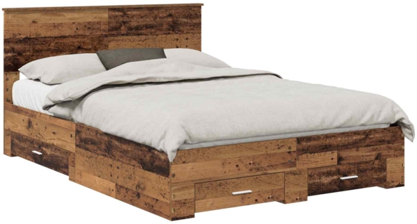 vidaXL Bettrahmen mit Kopfteil Altholz 140x190 cm Holzwerkstoff 3410902