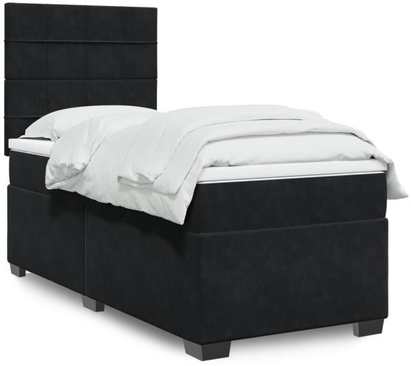 vidaXL Boxspringbett mit Matratze Schwarz 90x190 cm Samt 3290788