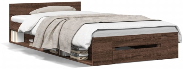 vidaXL Bettgestell mit Schublade Braun Eiche 75x190 cm Holzwerkstoff 3280810
