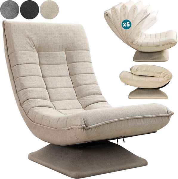 CASARIA® Bodenstuhl mit verstellbarer Rückenlehne Creme