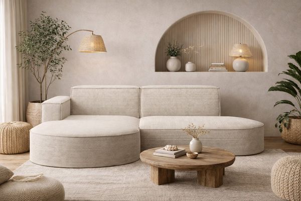 Kaiser Möbel Ecksofa Designer MODENA STUDIO L stoff Cord, Ecksofa, Cord Sofa, L-Form, Links/Rechts wählbar