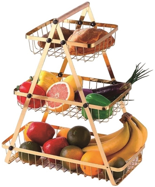 Obstkorb Obst-Etagere Brotkorb Obstschale 3 Etagen Metall Cheffinger CF-DR07