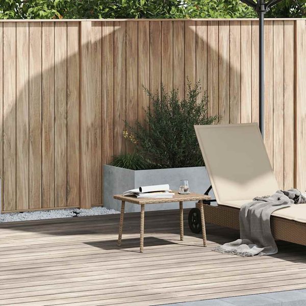 vidaXL Garten-Couchtisch Rechteckig Beige 60x40x37 cm Poly Rattan 4104053