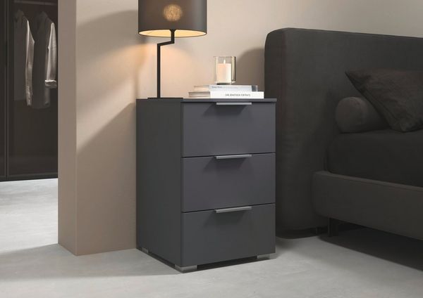 rauch Nachtkommode Nachttisch Nachtkonsole CORTONA mit Dekor-Front (Breite 40 cm inkl. Soft-Close-Funktion), mit 3 geräumigen Schubladen, Kantengriff aus Metall MADE IN GERMANY