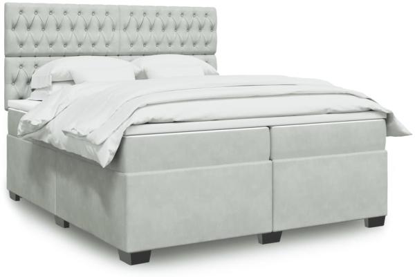 vidaXL Boxspringbett mit Matratze Hellgrau 200x200 cm Samt 3291008