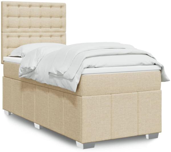 vidaXL Boxspringbett mit Matratze Creme 90x190 cm Stoff 3293842